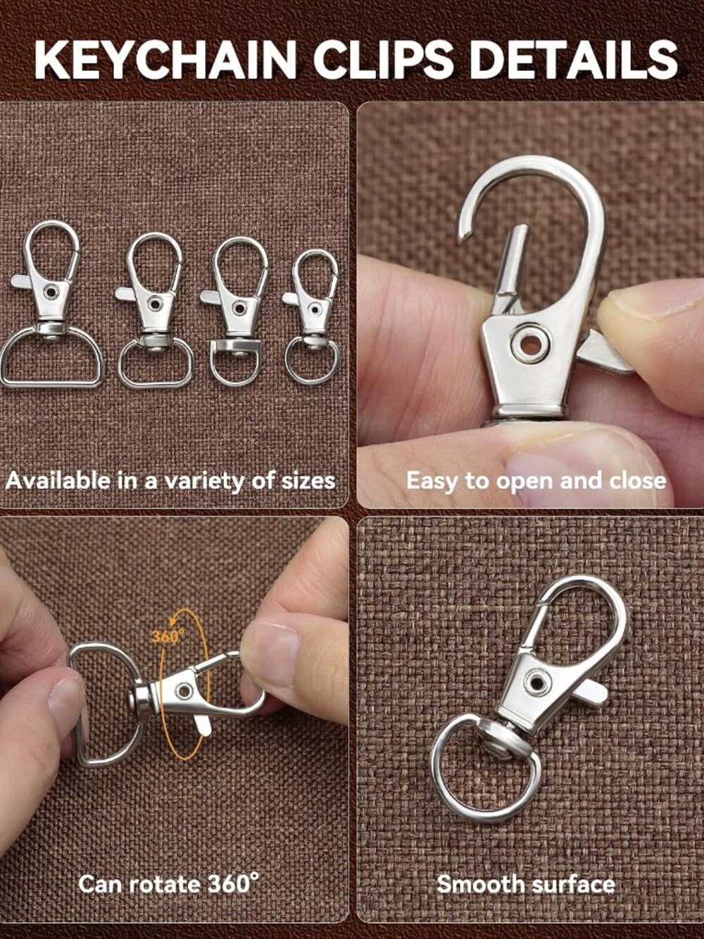 325PCS Keychain Making Kit - Silver Keychain Clips with Key Rings - Picture 3 of 6